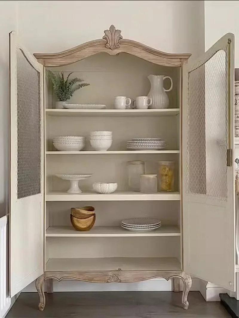 خزانة جانبية لتناول الطعام بتصميم عتيق أمريكي من الخشب الصلب نحت زهرة قديمة وابي سانفنغ خزانة جانبية لغرفة المعيشة خزانة مشروبات زجاجية على الحائط