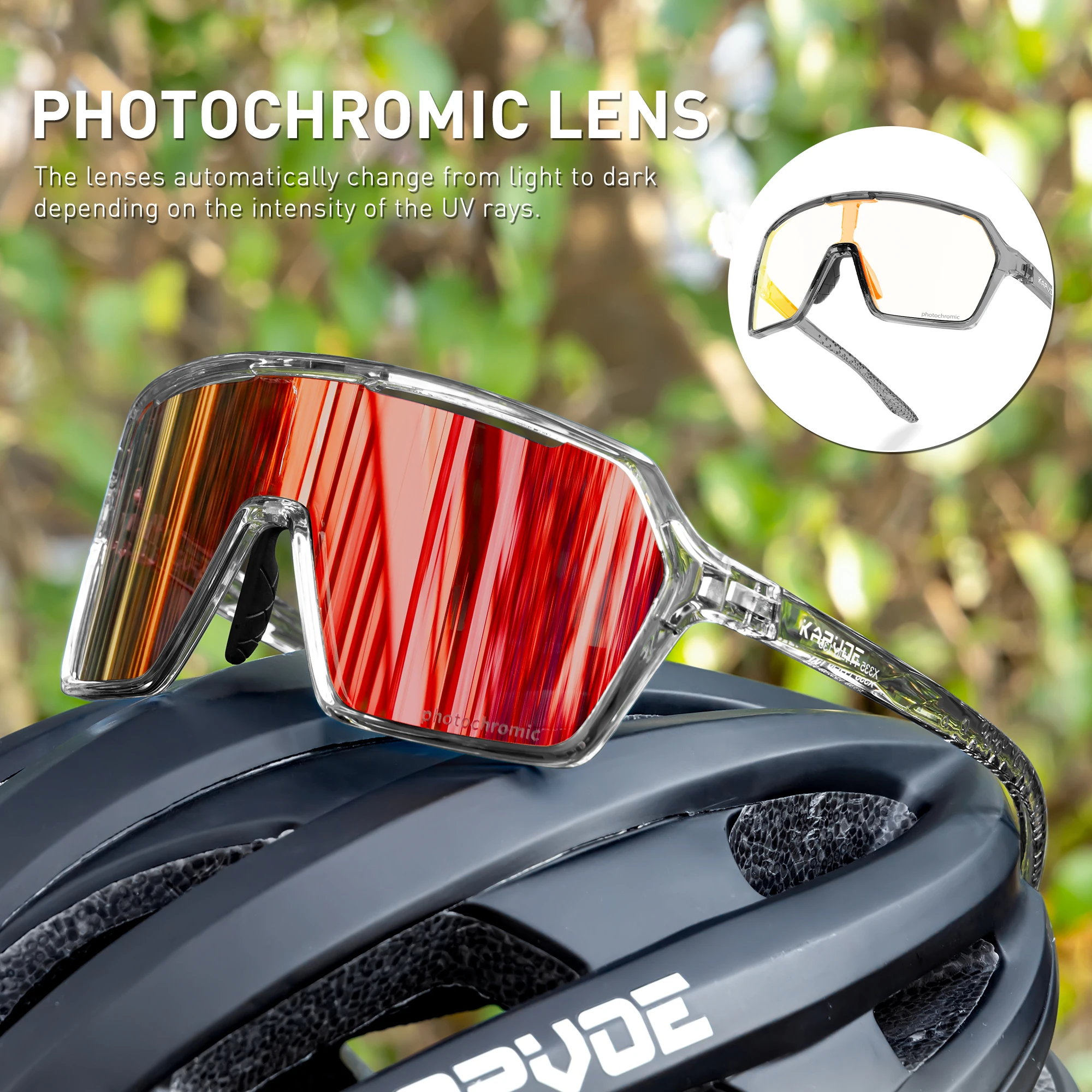 

Kapvoe Cycling Photochromic Glasses Men Women Outdoor Sports Riding Protection Glasses MTB UV400 Sunglasses Hiking Glasses