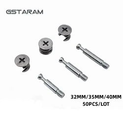50PCS 40MM Three in one Eccentric Wheel Screw Fastener 35MM Three in one Connector 32MM Wardrobe Furniture Connector Thickened