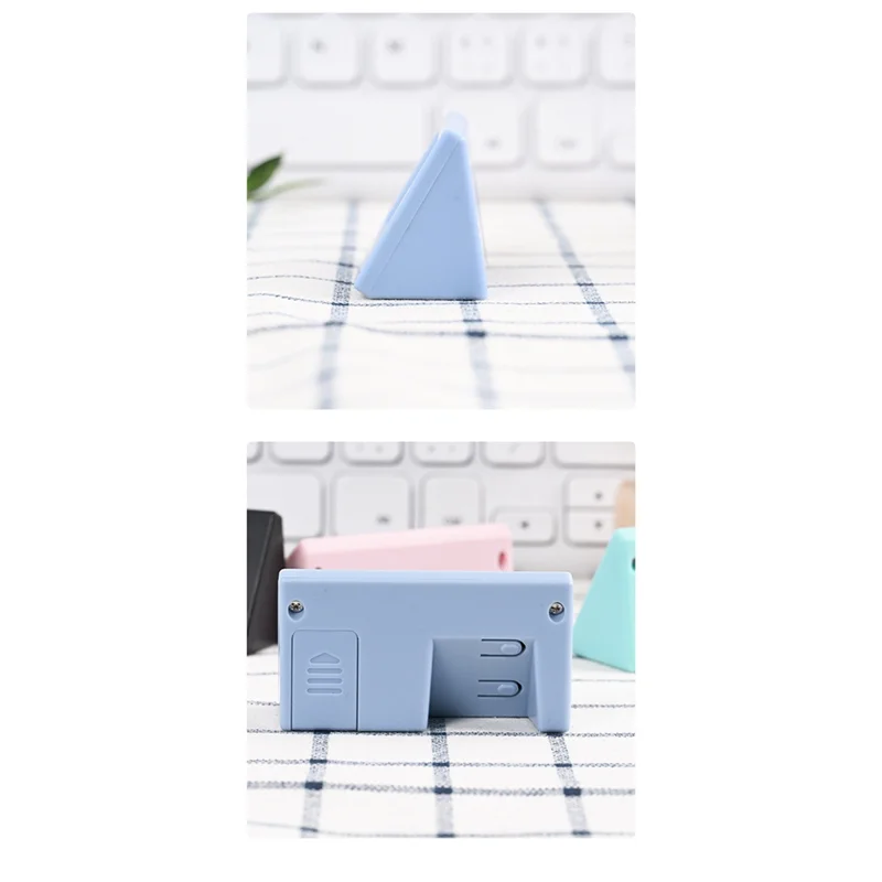 Mini Clock Triangle LED Screen Lectronic Digital Alarm Screen Desktop Clock For Home Office Table Bedroom Decor Durable Blue,Req