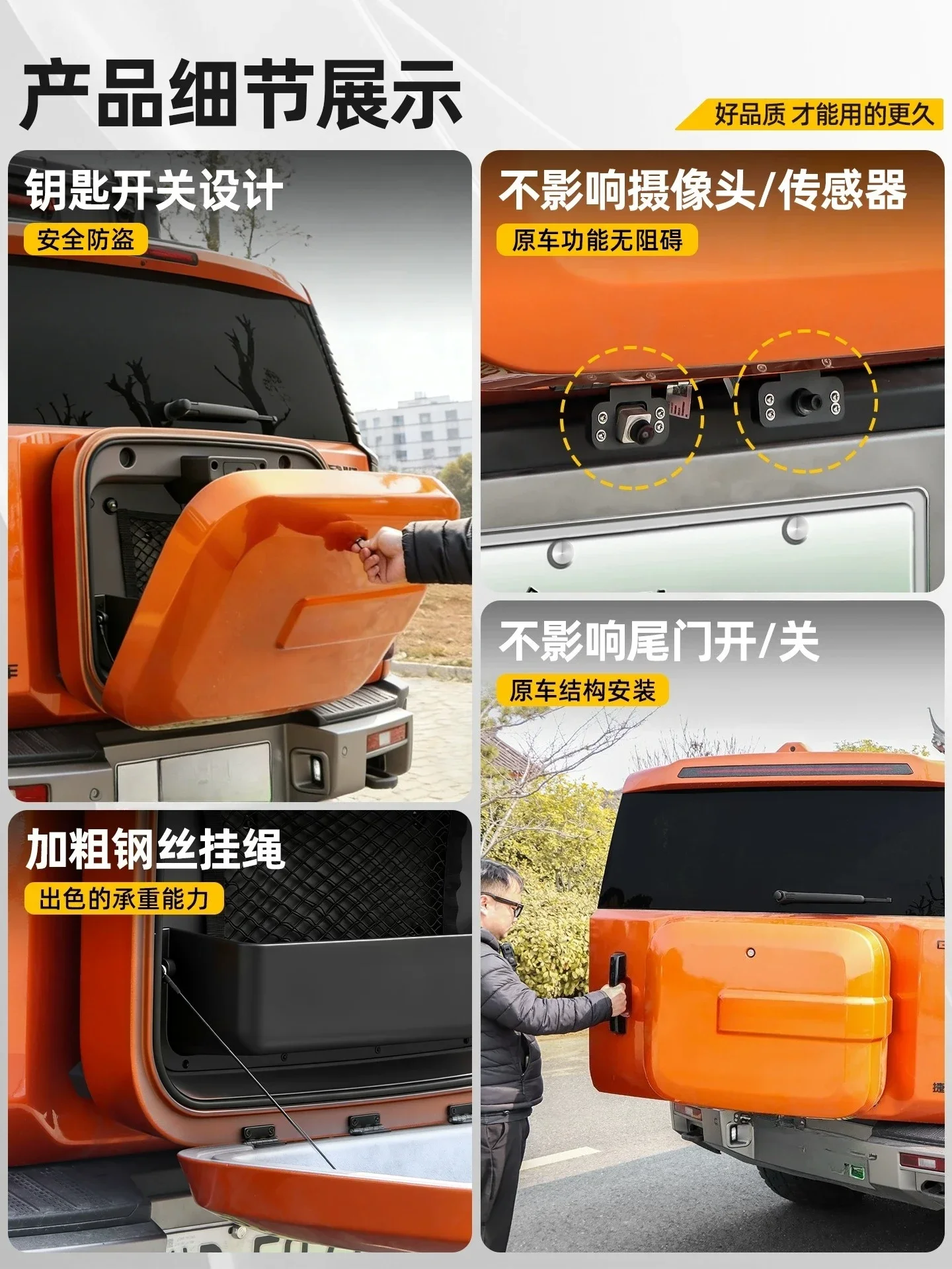 Car Rear Door Backpack ABS Tailgate Spare Tire Expansion Storage Box Toolbox Modification Accessories For Jetour G700 2025 2026 detail image 4