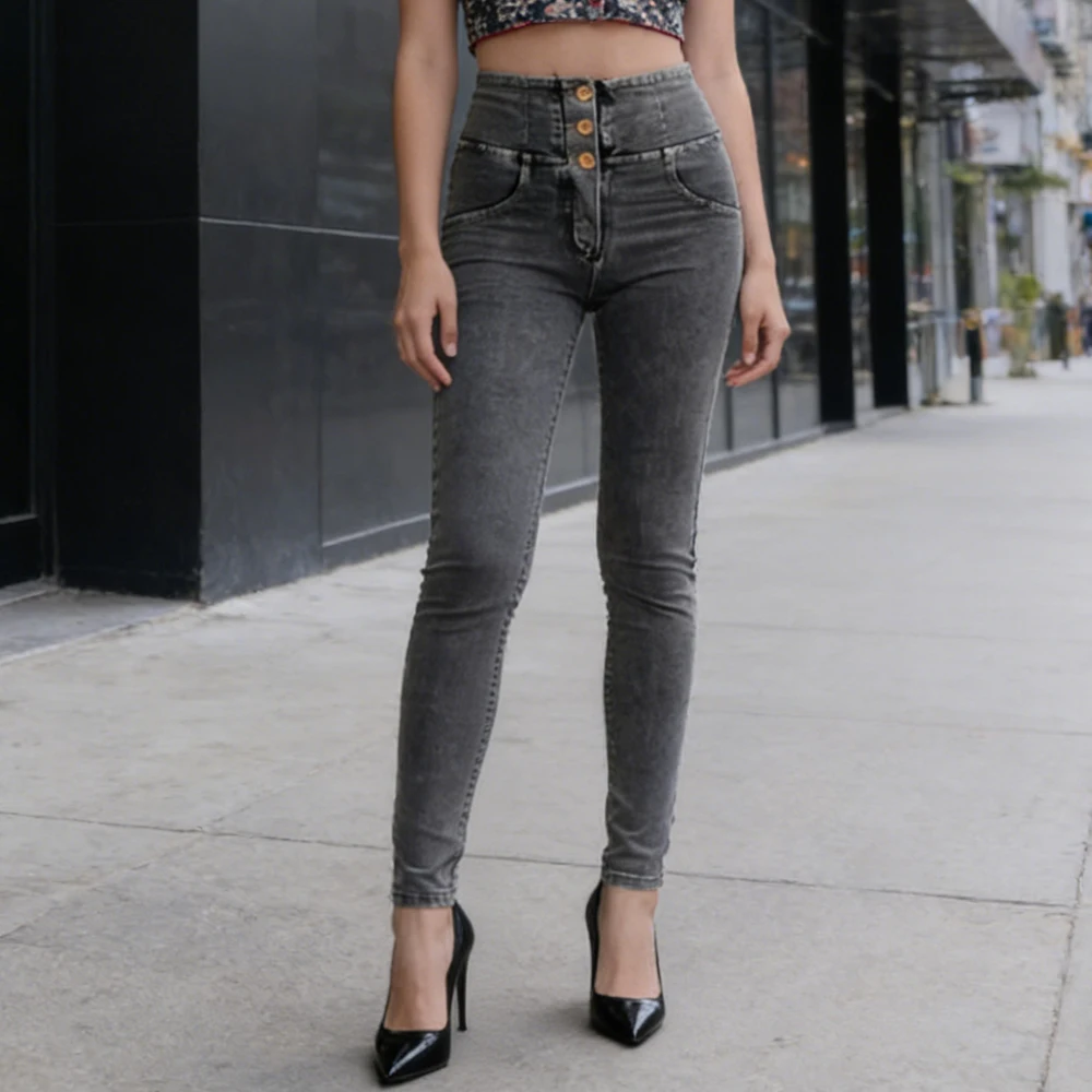 

Женские обтягивающие джинсы-карандаш с низкой талией, эластичные, с эффектом пуш-ап, укороченные, в корейском стиле