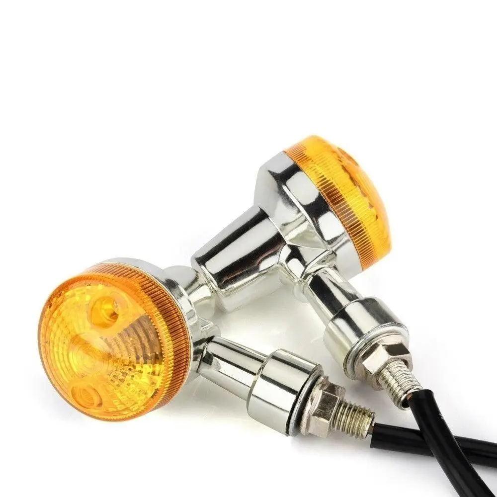 

12V Motorcycle LED Turn Signal Light Retro Small Plastic Shell Indicator 2PCS with Male Connector for Easy Installation
