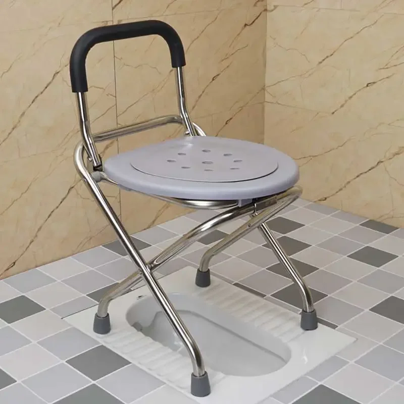 Stainless Steel Portable Toilet Stool  Foldable Seat for Seniors  Pregnant Women\'s Commode Splash-Proof Travel Restroom Seat