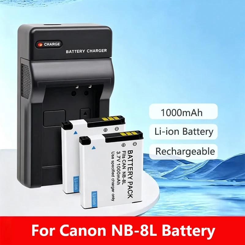 1000mAh NB-8L NB8L Li-ion Battery + Charger For Canon PowerShot A3300 A3200 A3100 A3000 A2200 A1200 IS Digital Camera Batteries