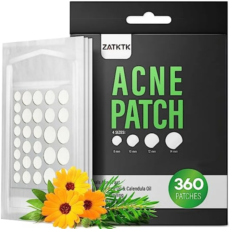Parches para espinillas, 360 unidades, 4 tamaños, parches hidrocoloides invisibles para el acné facial con aceite de árbol de té y aceite de caléndula, para imperfecciones.