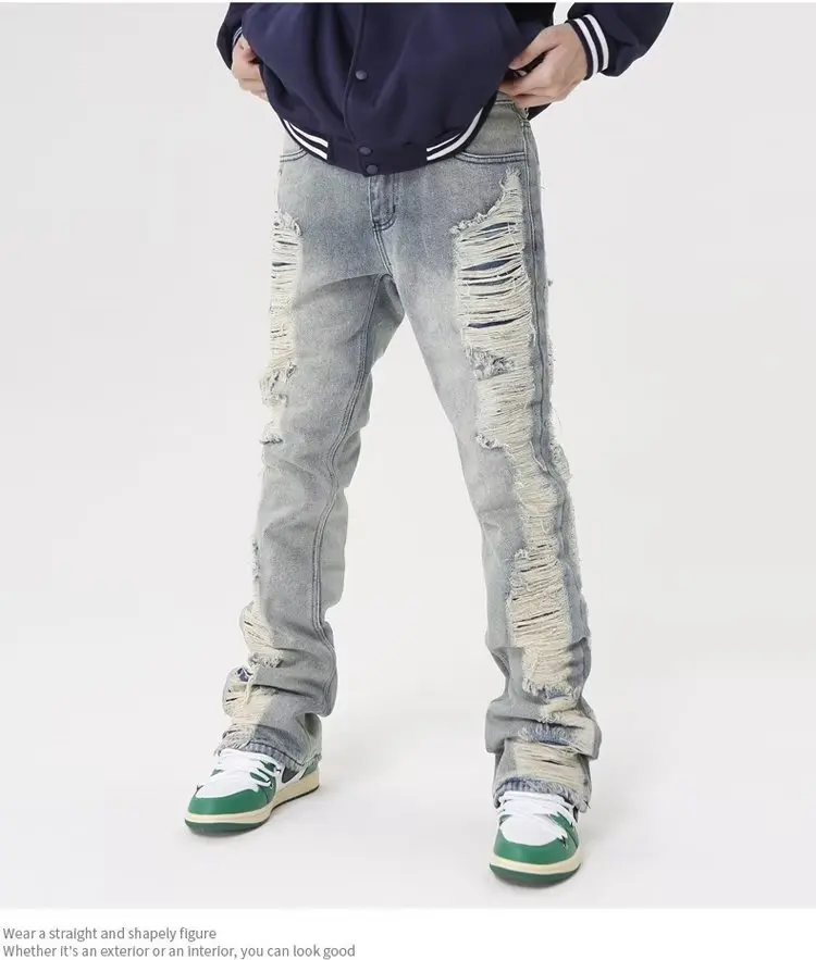 2026 Ropa Grunge Y2K Streetwear Zerrissene Baggy Jeans Hosen Herrenkleidung Gerade Hip Hop Gothic Denim Hosen Pantalon Homme – Detail 7