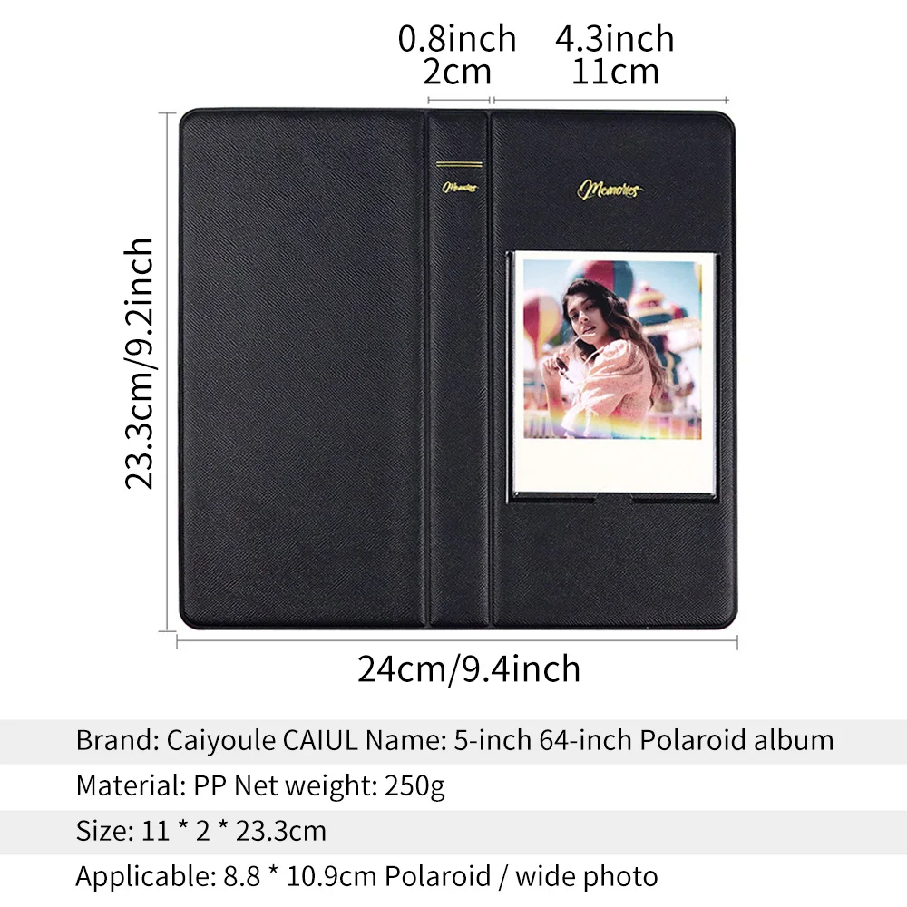 For Fujifilm Instax Wide 400 Instant Cameras Accessories Crystal Clear Cover,PU Leather Bag with Shoulder Strap,Photo Book Album