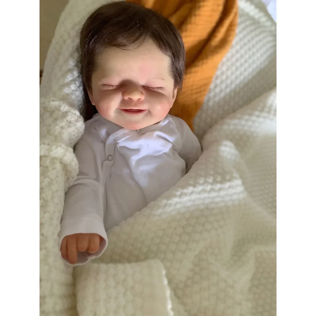 Bebe Alisha Already Finished Reborn Baby Dolls Smiling Face  Real Life Newborn Sleeping Doll for Children Kids Toys Gifts