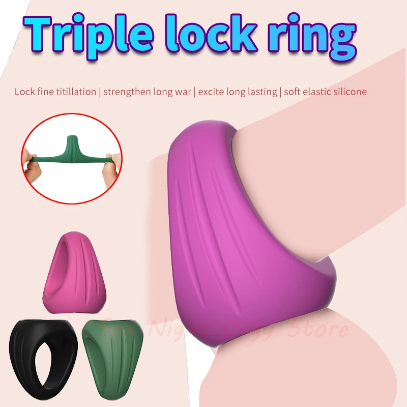 Triple Cockring Penis Ring Delay Ejaculation Male Masturbator Cock Rings Bdsm Sex Toys for Men Scrotum Stretcher Testicles Ring