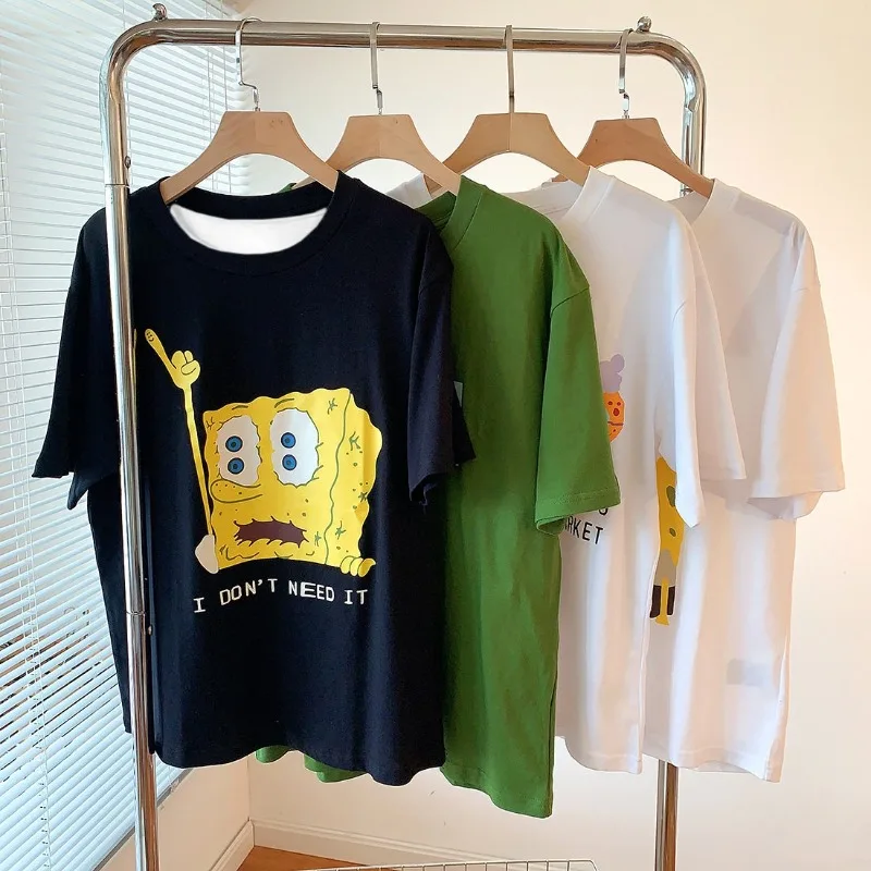 

Новые короткие рукава с 3D-принтом, летние модные короткие рукава, одежда из губки Боб SquarePants, быстросохнущие короткие рукава