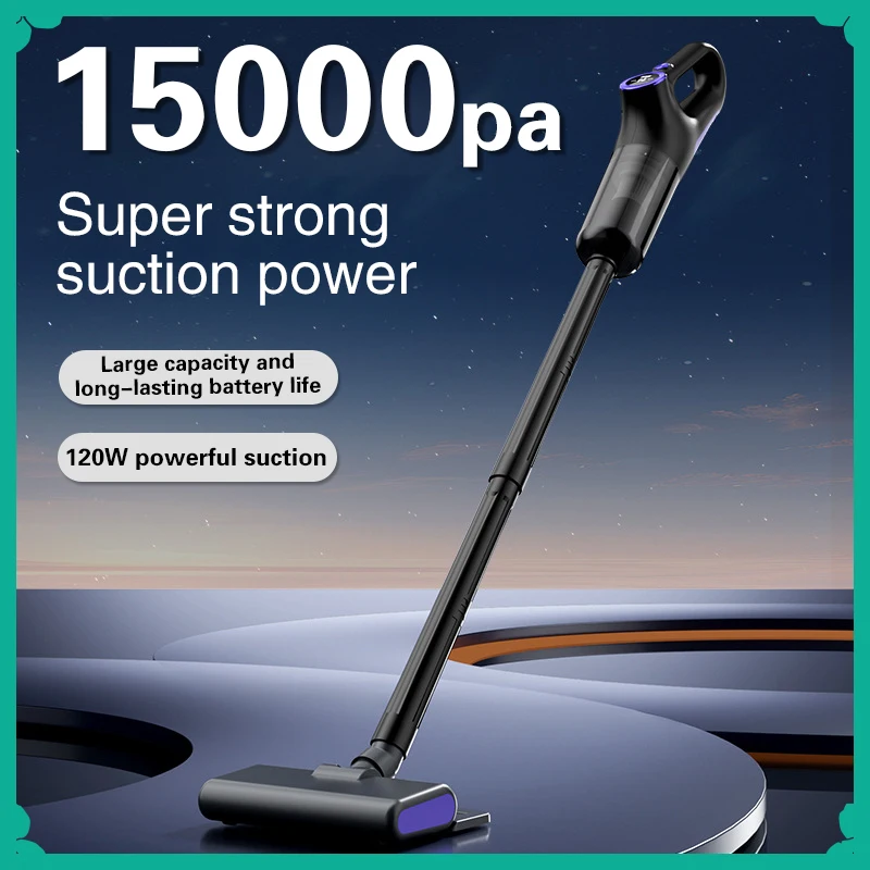 Multifunction Cordless Handheld Vacuum 120W Powerful Suction Lightweight Rechargeable for Home Car Pet Hair Cleaning