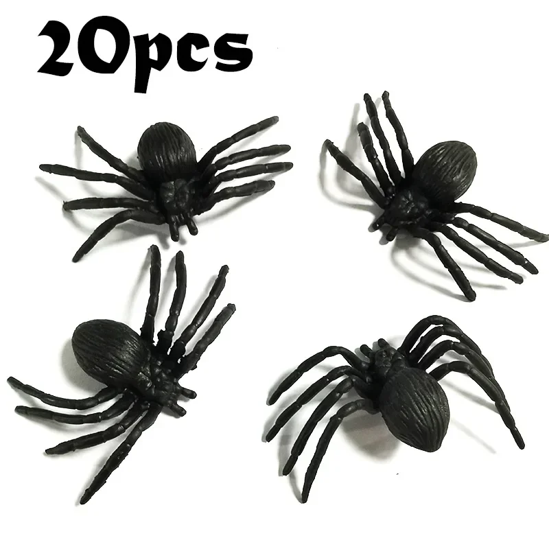 HOT SALE 20PCS Simulation Mini Spider Toys Halloween Prank Spider Model Realistic Spider Novelty Prank Halloween Party Favors