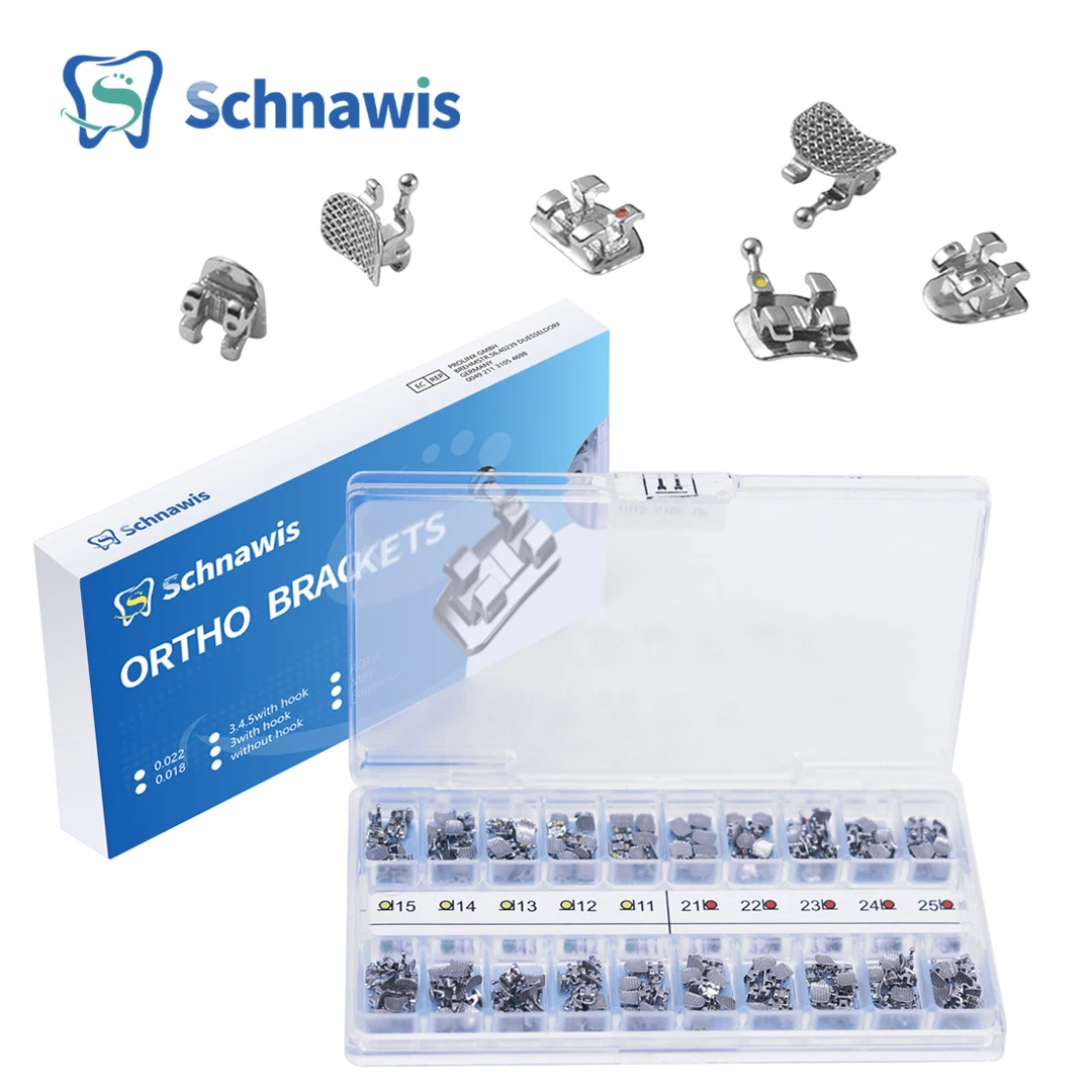 10 Conjuntos Suportes Dentários Cinta Ortodôntica Metal Mini Metal Roth Mini MBT Slot 0.022 0.018 Ganchos 345 Gancho Ferramenta Material de