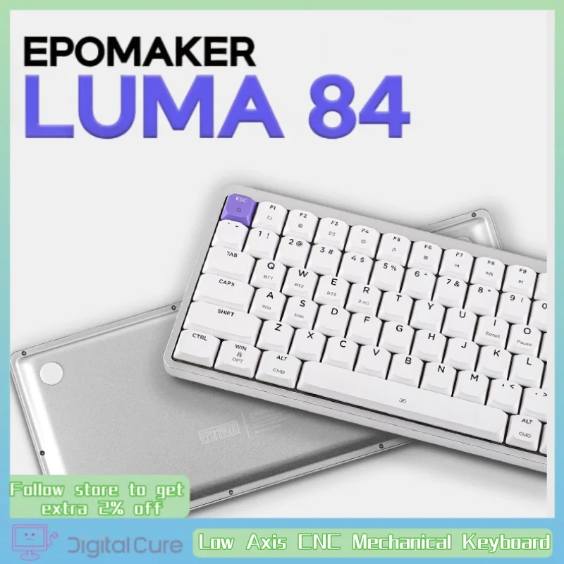

Epomaker Luma84 Механическая клавиатура с низкой осью и ЧПУ, алюминиевая, Tuotuo, трехрежимная, беспроводная, Bluetooth, в любом месте, для офисной игры, тонкая портативная
