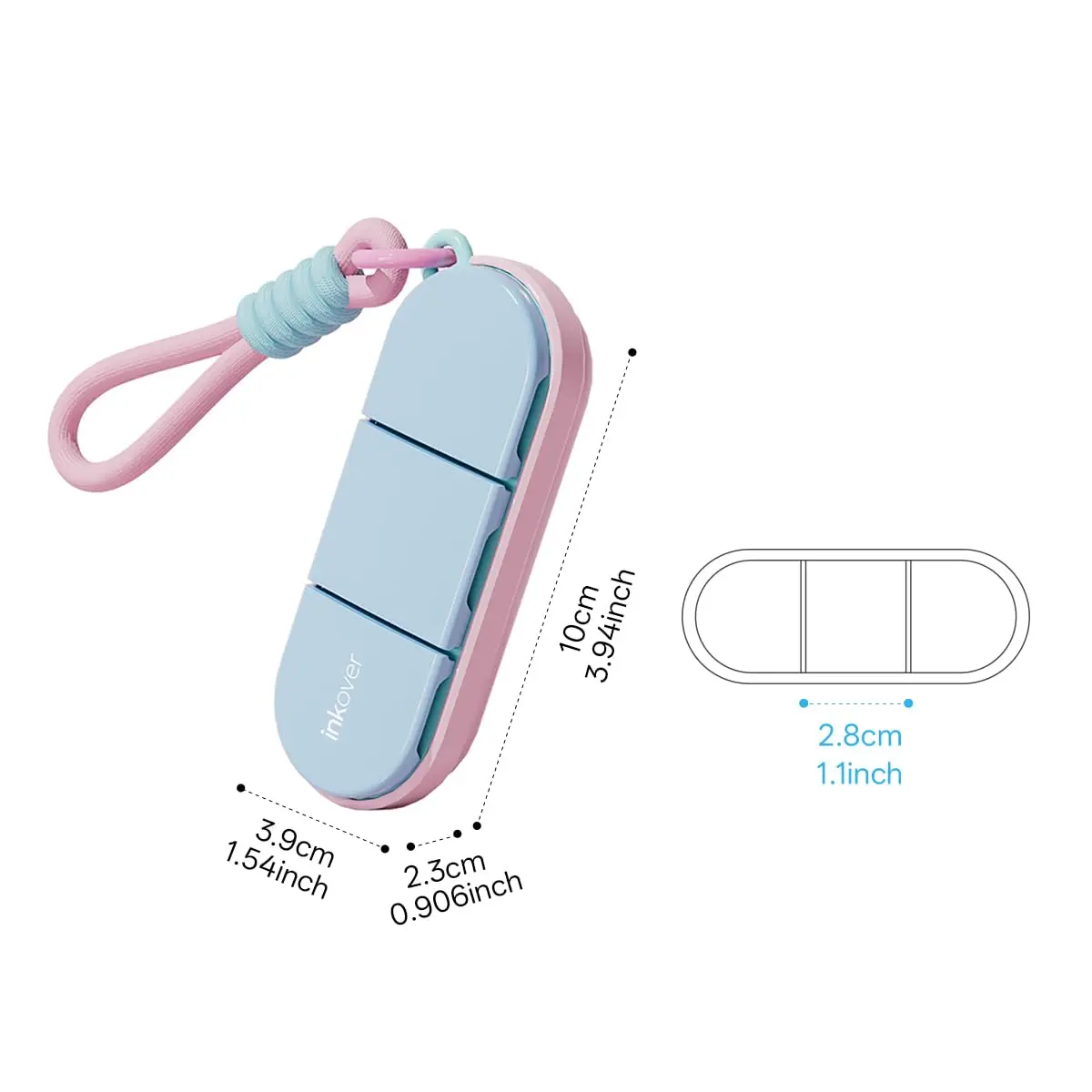 Portable Lanyard-Style 3-Compartment Pill Case with Silicone Seals Medicine Pills Box Drug Storage Box 3 Grids Pills Dispenser