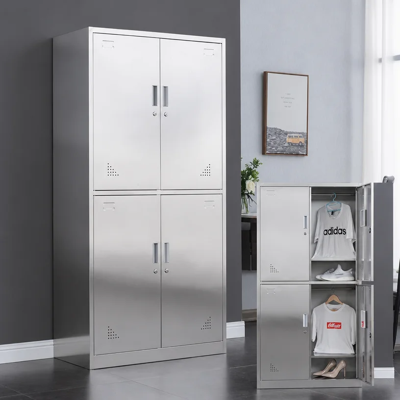 Anti-Rust Stainless Steel Storage Locker Heavy Duty Metal Closet Cupboard 3 4 Door Staff Locker for Factory School