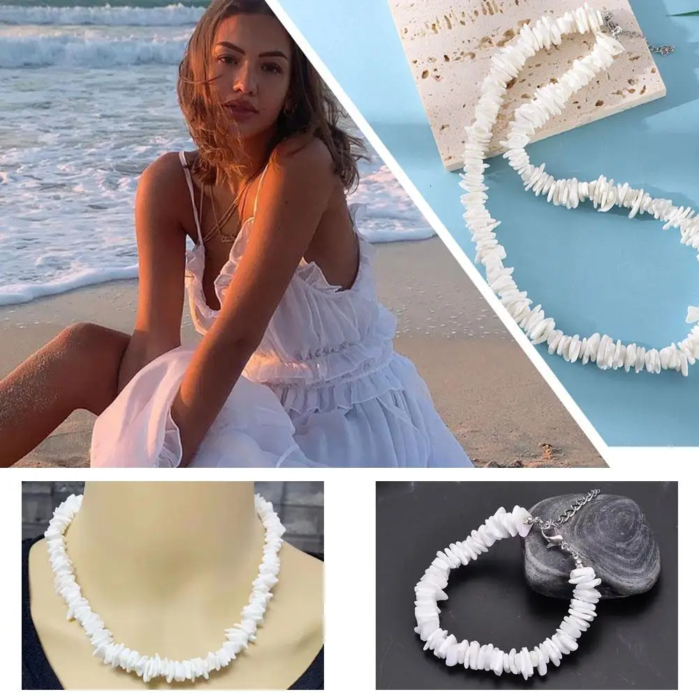 Shell Necklace Handmade Natural Broken Shell Hawaiian Bracelet Chain Clavicle Irregular Popular Gift Style Celebration Shel V3J4