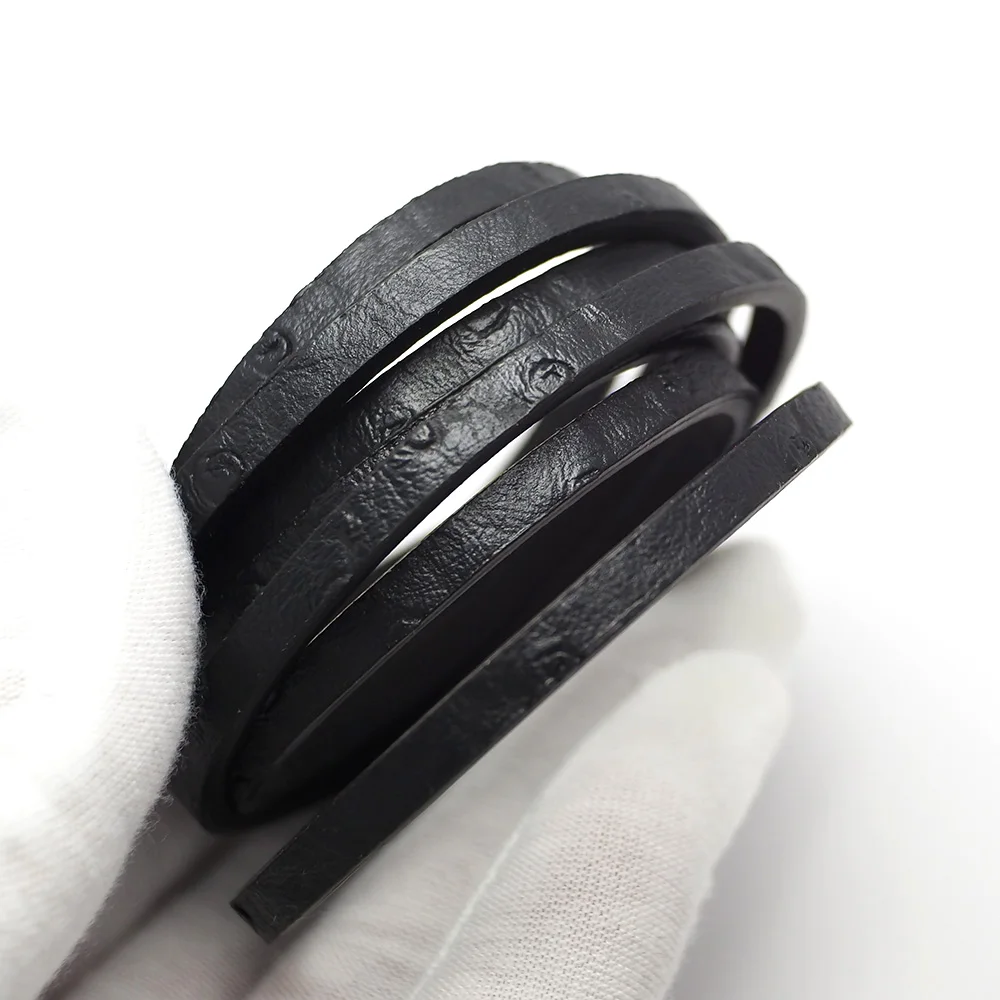 1.15meter Black Soft Leather Cord,5mm Vintage Leather Strip,Black Border Leather Belt Bag Handle,Key Chain Bracelet Makin