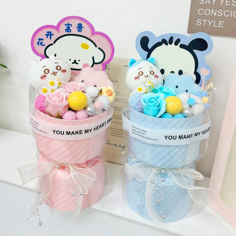 Miniso Kawaii Hachiware Doll Bouquet Cute Usagi Chiikawa Plush Doll Christmas Valentine's Day Birthday Graduation Gifts