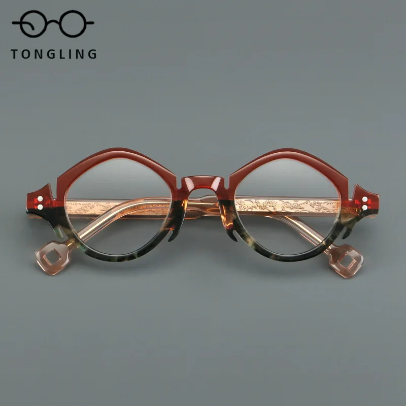 2026 Retro Men Fashion Premium Acetate Shape Irregular Edges Women Handcrafted High-End Personalized Eyeglass Personalized Frame