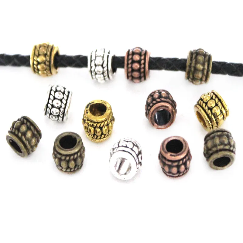 30PCS/lot Metal Beads Charm Big Hole Round Loose Spacer Beads Accessories For DIY Handmade Bracelet Jewelry Making Supplies
