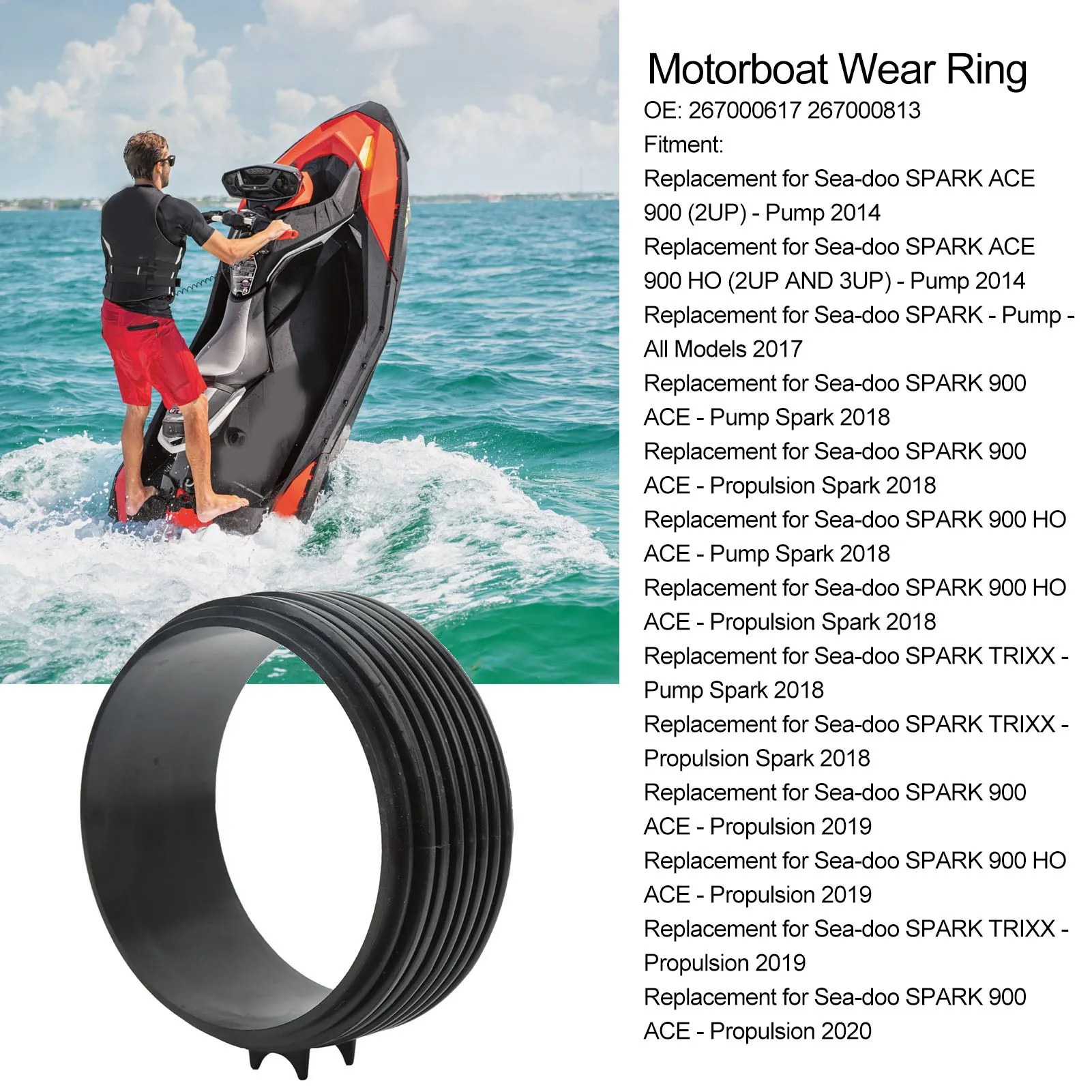 Motorboat Wear Ring 267000617 High Performance Replacement For Sea‑doo SPARK ACE 900 TRIXX