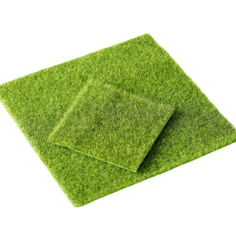 15x15CM/30x30CM Mini Simulation Flocking Turf Model Diy Lawn Moss Micro Landscape Plant Layout Materials Diorama Kit 1Pcs