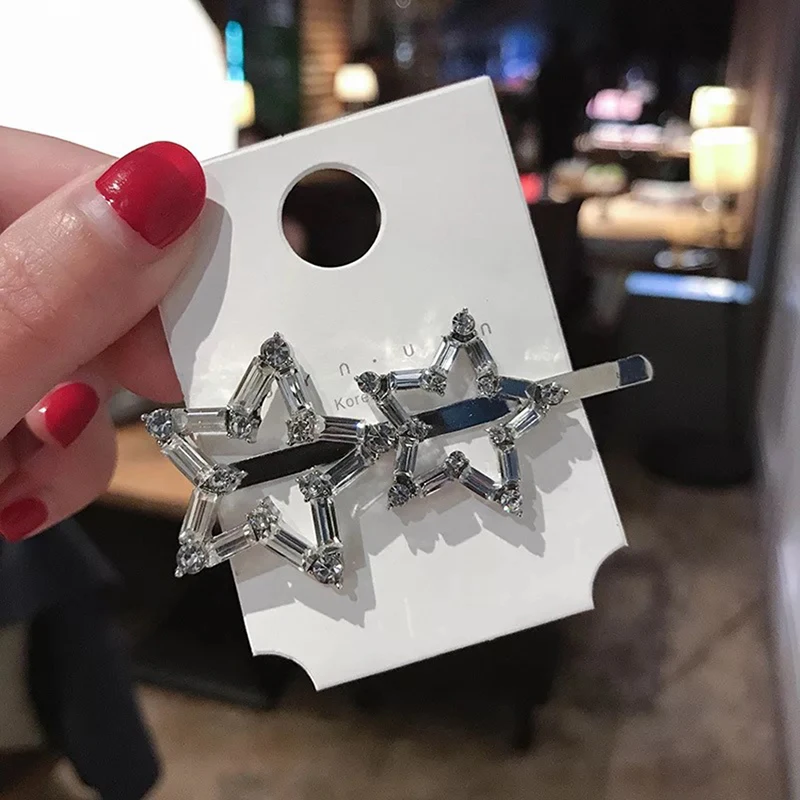 1 قطعة مشبك شعر على شكل نجمة حجر الراين مشبك الشعر المعدني مشبك شعر s باريت دبوس الشعر مجوهرات إكسسوارات الشعر للنساء فتاة التصميم