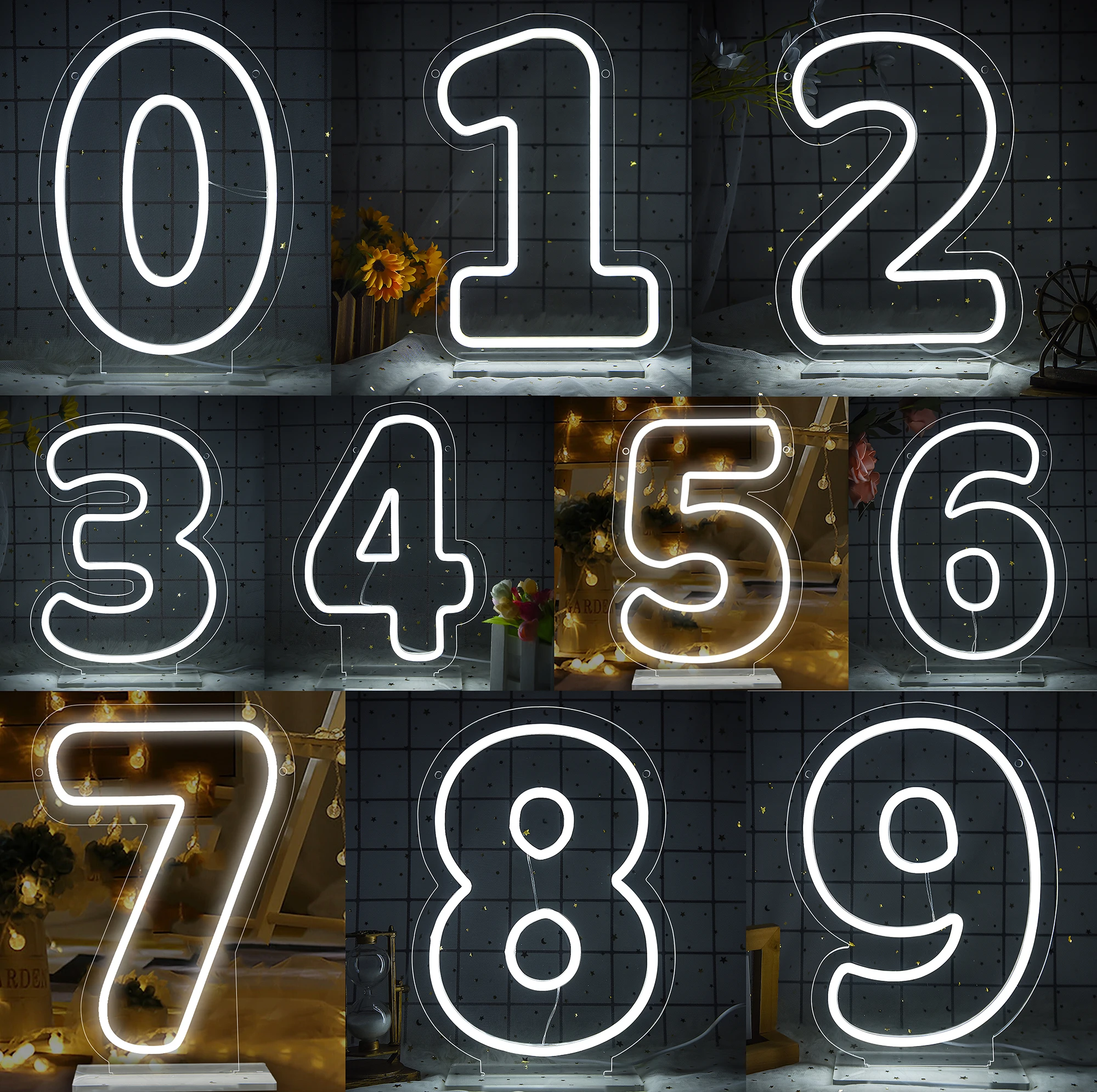 Number Neon Sign Wall Decor Led Lights Sign for Wedding Birthday Party Anniversary Home Number Light Decor Bar Decor
