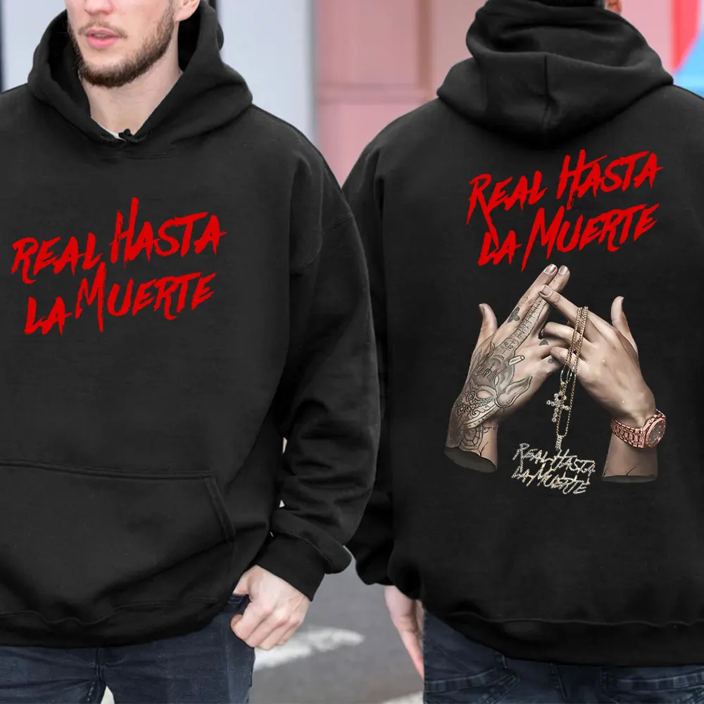 Men Rapper Anuel AA Real To Death Hoodie Men's Women Hip Hop Vintage Style Hoodies Fashion Long Sleeve Sweatshirts Streetwear