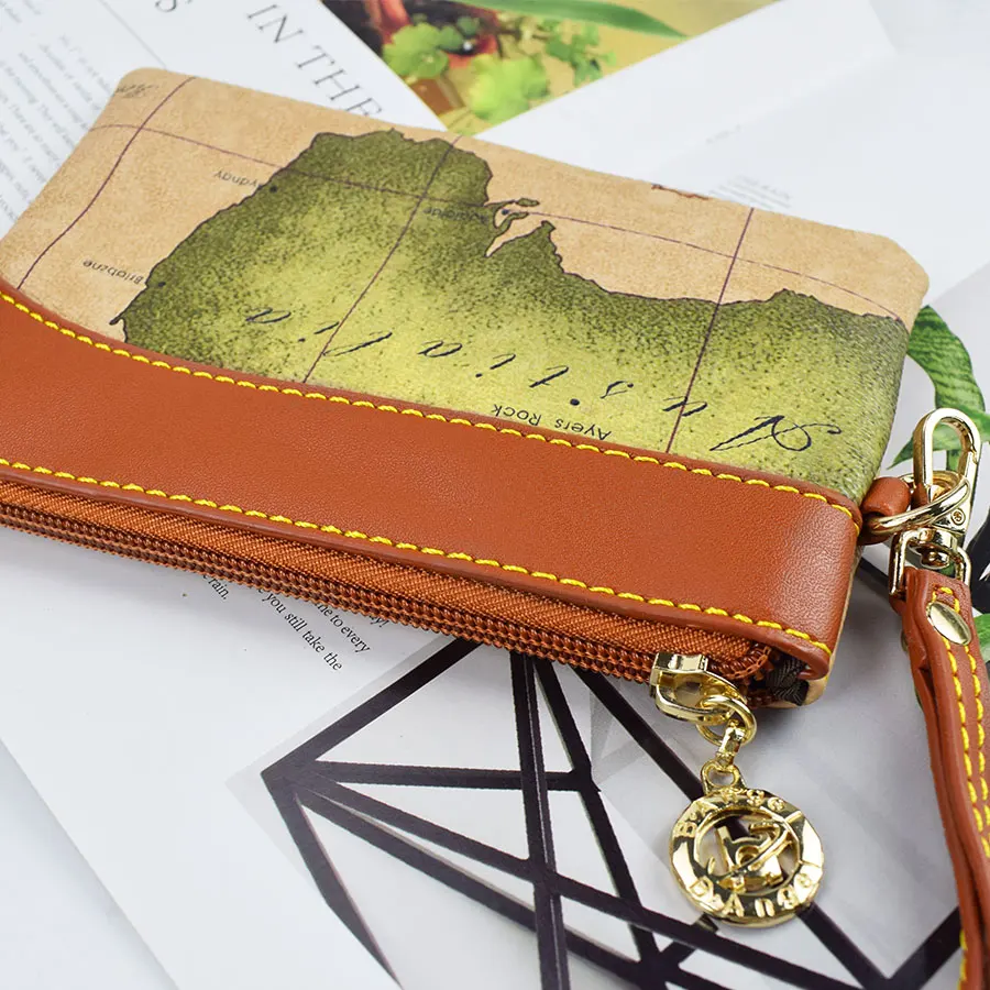 Vintage High quality Waterproof World map Women\'s Wallet Change Credit Card Coin Key Zipper Women\'s Fashion Handbag Wallet