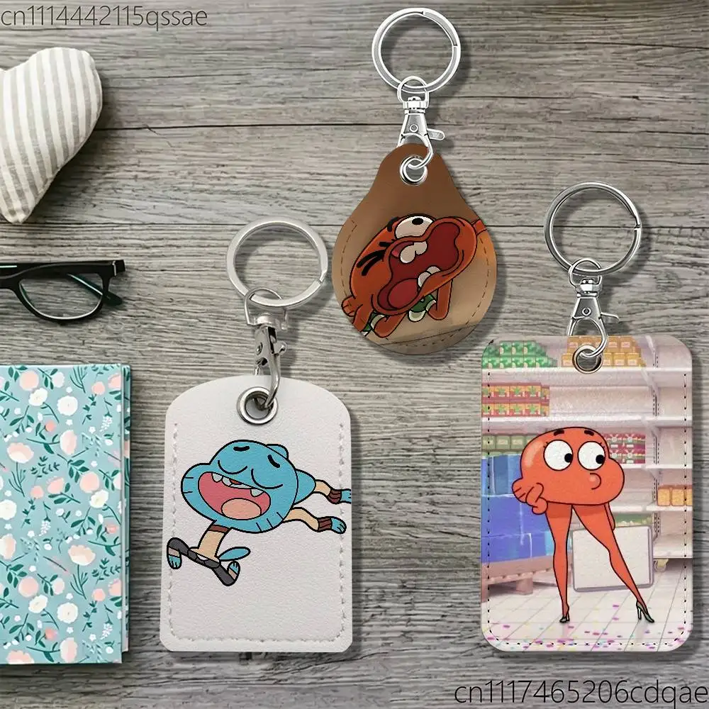 The Amazing World of G-Gumball Leather Keychain Card Holder For Airtag & Access Cards Modern Bus Pass
