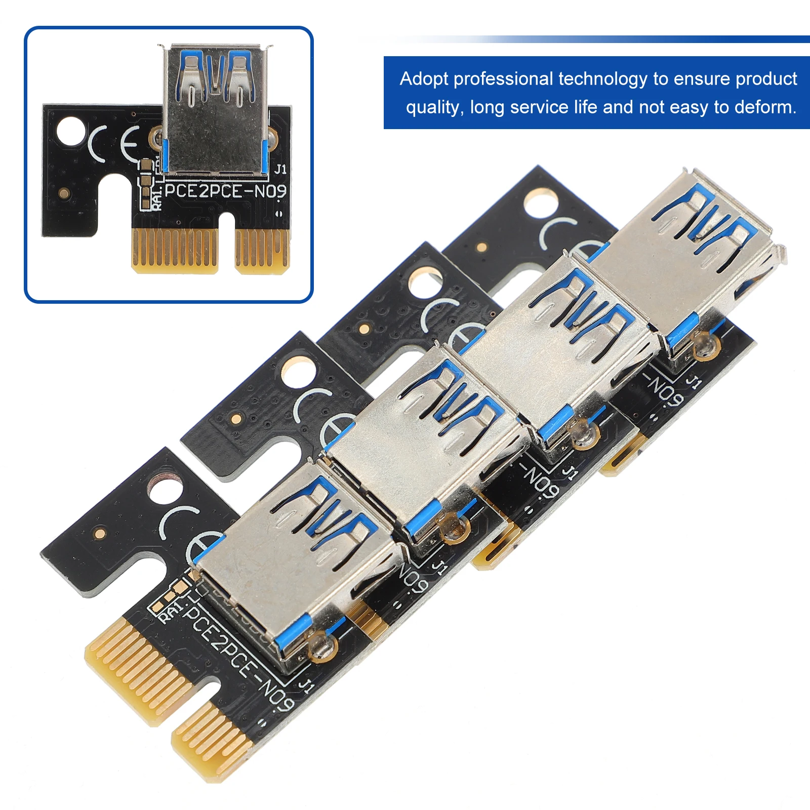 

4pcs USB to PCI E Converters 1X to 16X Riser Cards Black PCB Mining Adapter Computer Parts Cables Connectors Stable Performance