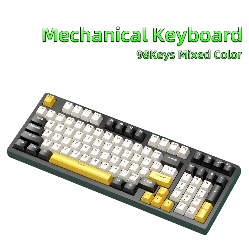 

New 98 Keys Mechanical Keyboard Wired Cyan Switch Gaming Keyboards Rapid Trigger Mixed Color Hot Swappable Customs Keyboards