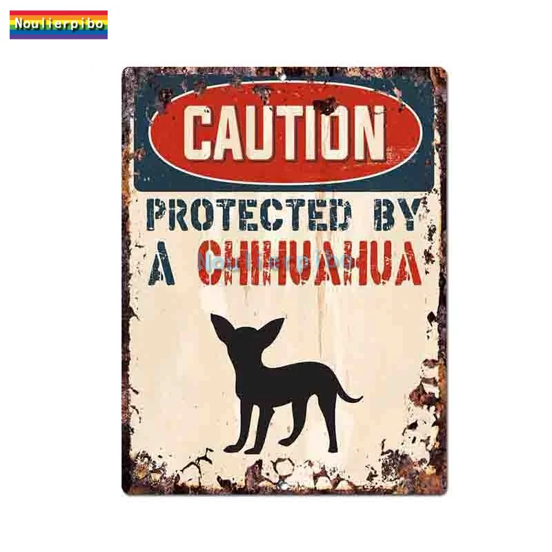 Funny Decal Cartoon Caution Protected By Chihuahua Warning Dog Pet Car Sticker Car Window Vinyl Waterproof Accessories Decal