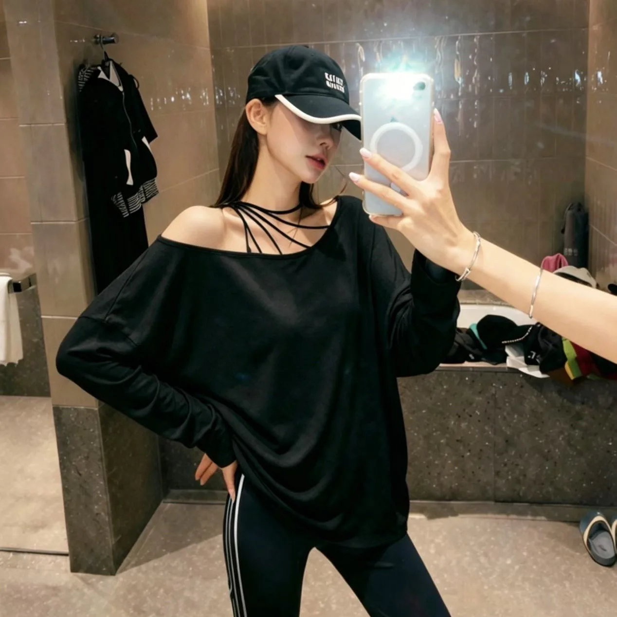 Autumn 2026 New Style Lotus Stem Thin Long Sleeve T-Shirt Loose Micro Translucent Pants Women's Fashion Set V-Neck Sleeveless