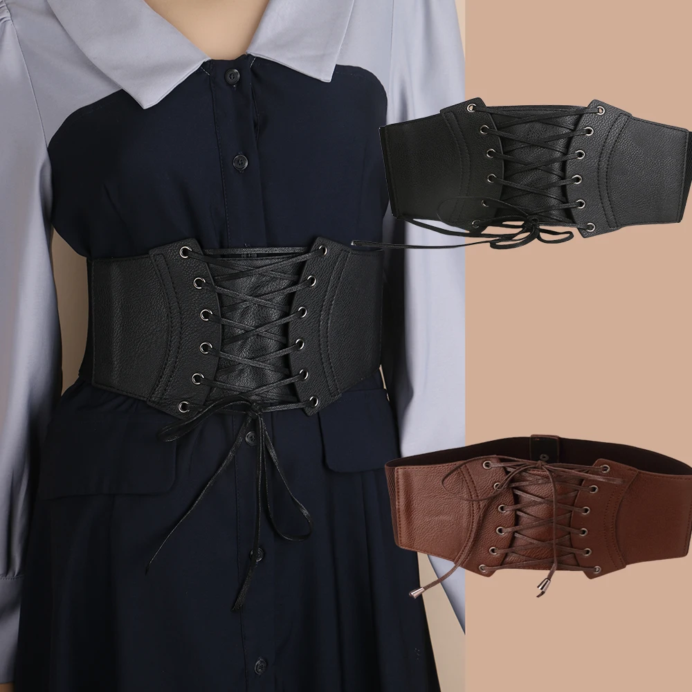 Cintura elastica vintage da donna Corda per cravatta indossata Vita esterna che dimagrisce Cintura con rivetti Corsetto per donna sulla camicia elegante
