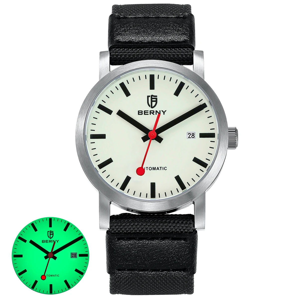 BERNY Horloge voor Mannen Automatische Self-Wind Luxe Horloge Sappire MIYOTA 8215 Top Lichtgevende 5ATM Mechanische Track Horloge