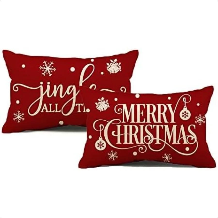 Federe per cuscini di buon Natale Set di 2 Decorazioni natalizie in cotone e lino per fattoria Federe per cuscini per divano letto Sof