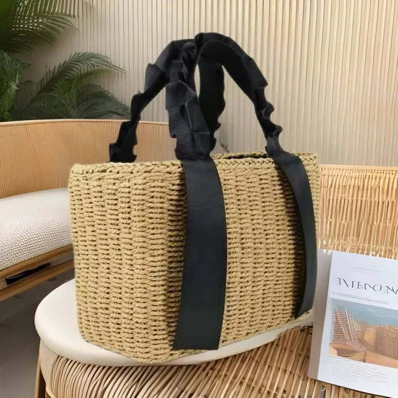 Straw Woven Handbag Summer Vacation Beach Bag Women High-End Versatile Handwoven Tote view 3