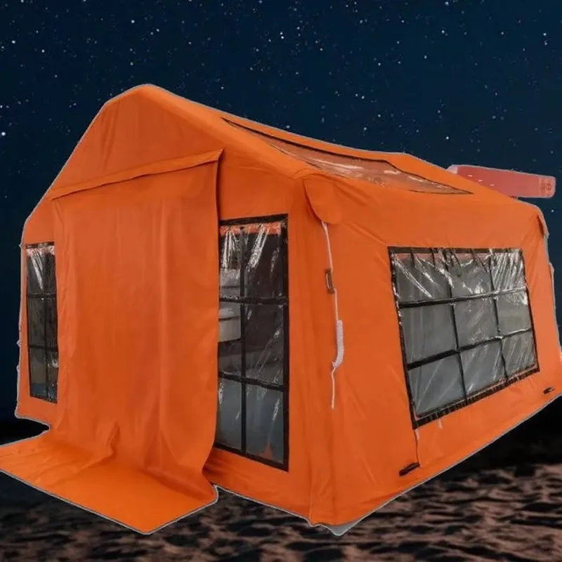 Hot Selling Luxury Inflatable Camping Tent for 5-7 People High Quality Portable Oxford PVC Canvas Cotton Aluminum Poles