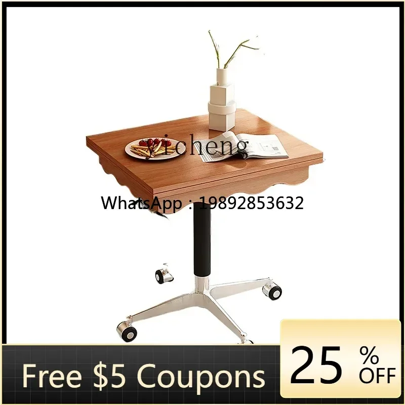 

BB solid wood bedside rack, sofa side few with wheel lift glass small table coffee table