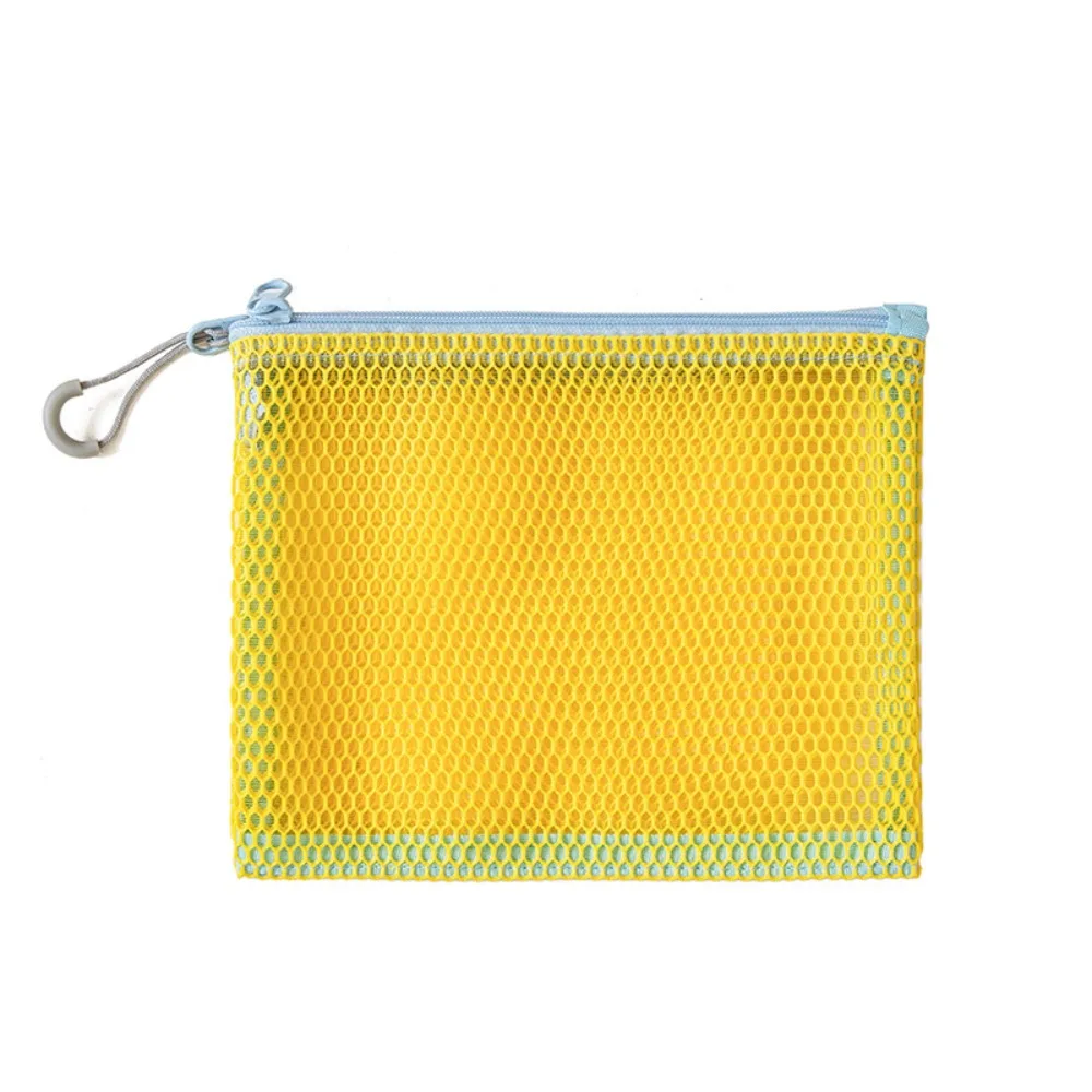 Ultra Light Mesh Storage Bag Visible Wear-proof Makeup Zipper Pouch Double Layered with Handle Portable Coin Purse