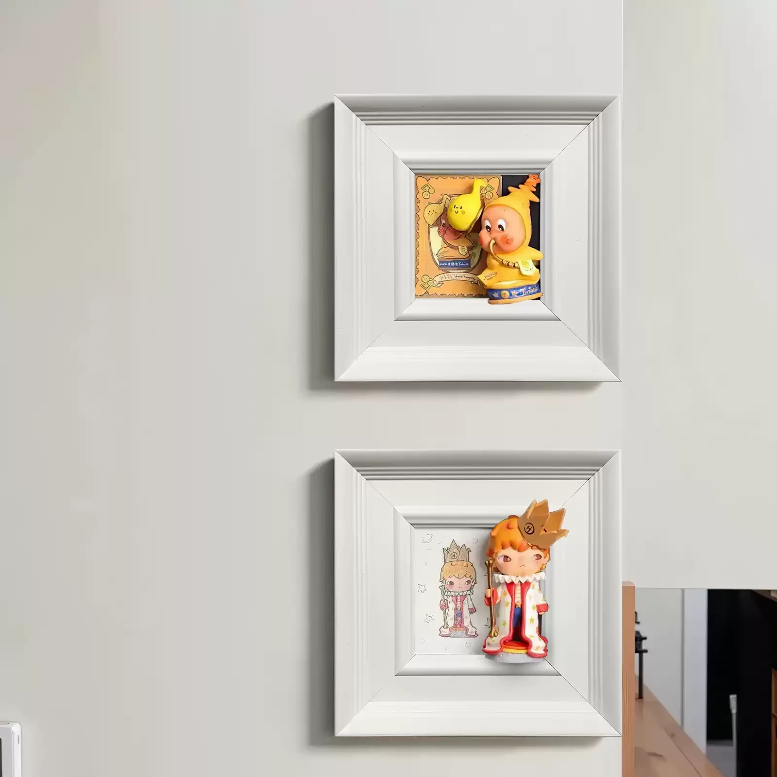 Dopamine Multi-color Deep Recessed Display Frame Solid Wood Box Wall Mount Blind Box Mini Figure Art Toy Storage Showcase