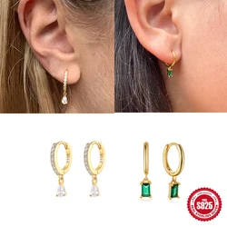 925 Sterling Silver French Punk Hip-Hop Geometric Small Hoop Earrings for Women Gold Silver Party Jewelry Accessories