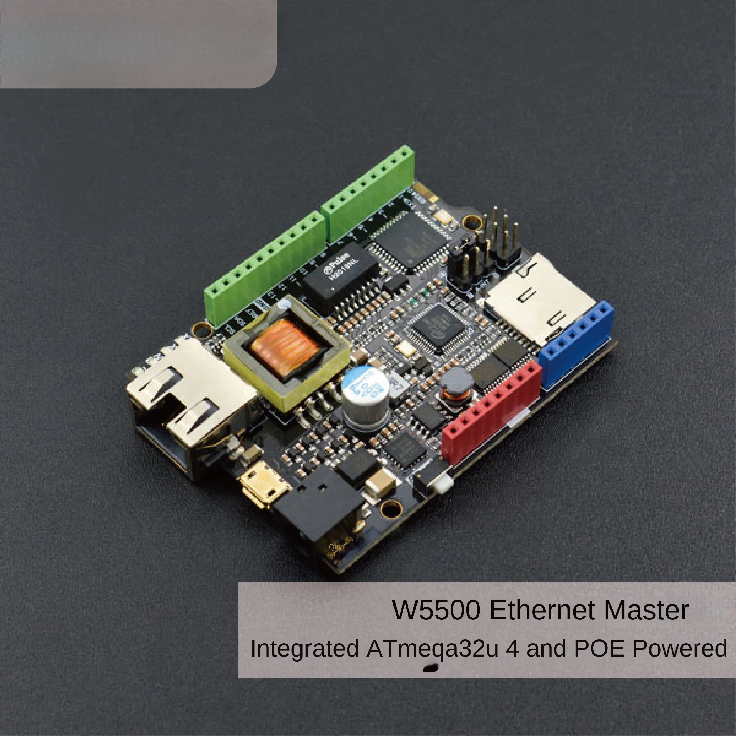 W5500 Ethernet Communication Master Controller Integrates ATmega32U4 and PoE Power Supply