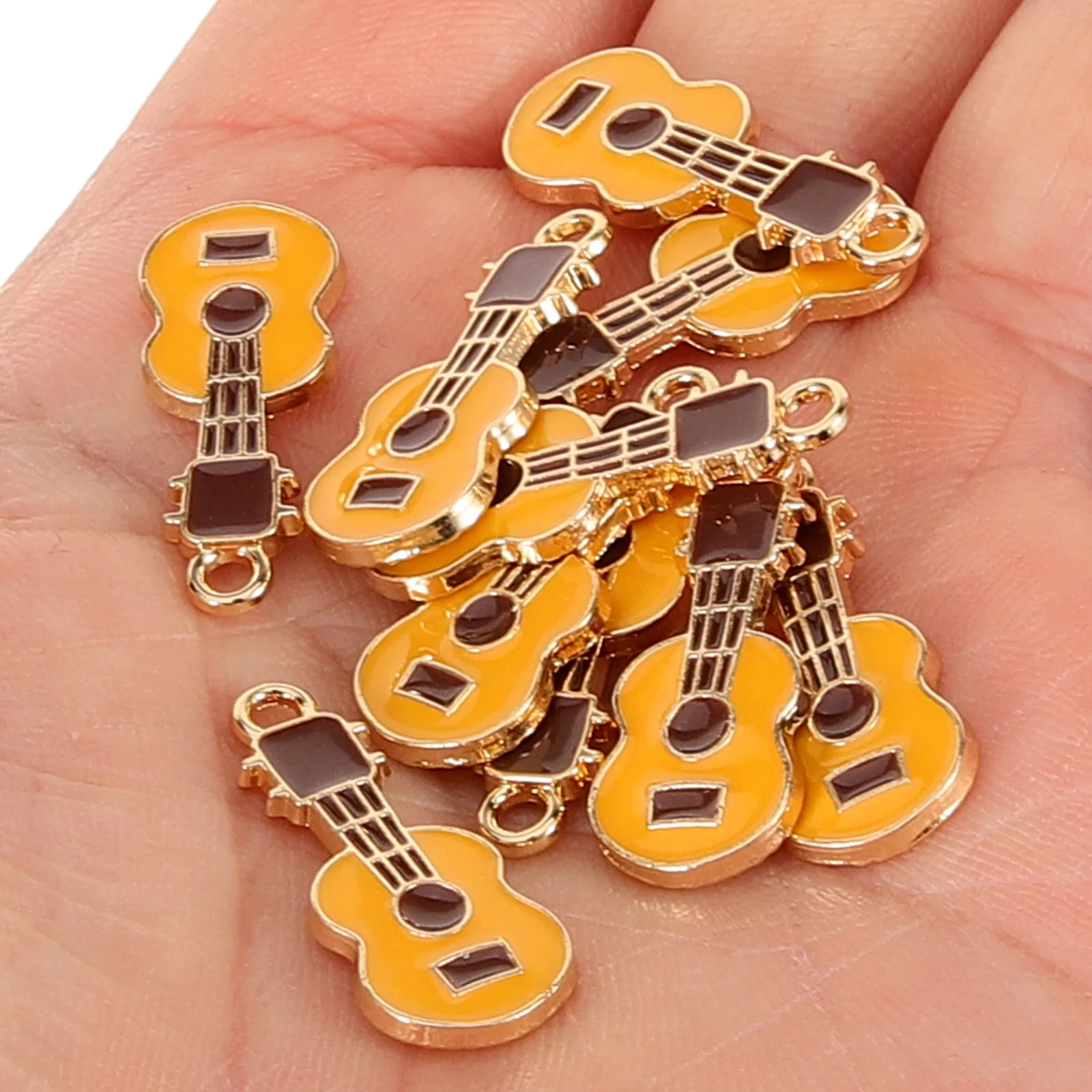 

10 Pcs Guitar Charms Metal Instrument Shaped DIY Earrings Accessories Bracelet Pendant Jewelry Making Material
