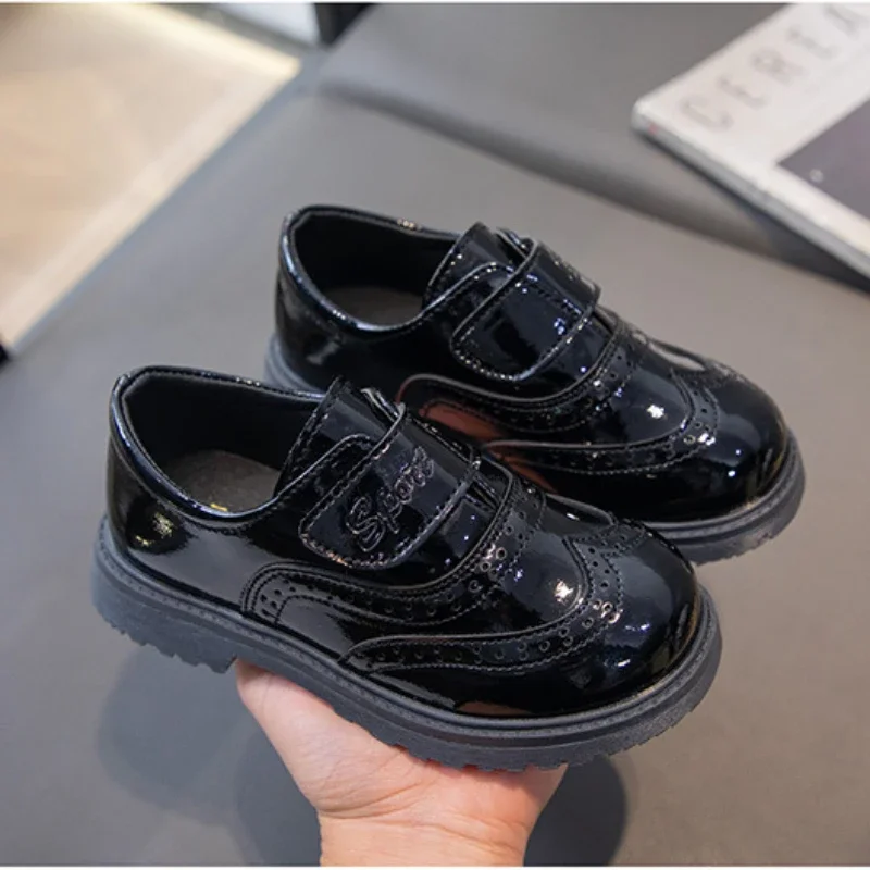 Spring Autumn Children\'s Leather Shoes Black Versatile Boys School Performance Shoes Fashion Versatile Kids Uniform Flat Shoes