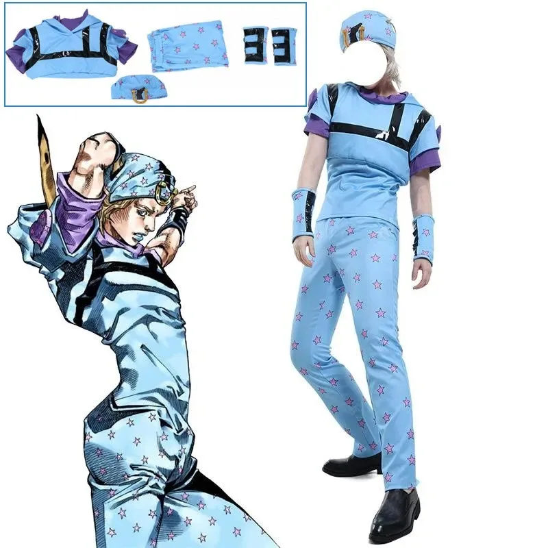 sisi 2233Anime JoJo's Bizarre Adventure Johnny Joestar Cosplay Costume homme uniforme bande dessinée pyjama haut pantalon chapeau bracelet Costume